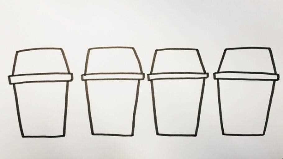 四个分类垃圾桶怎么画